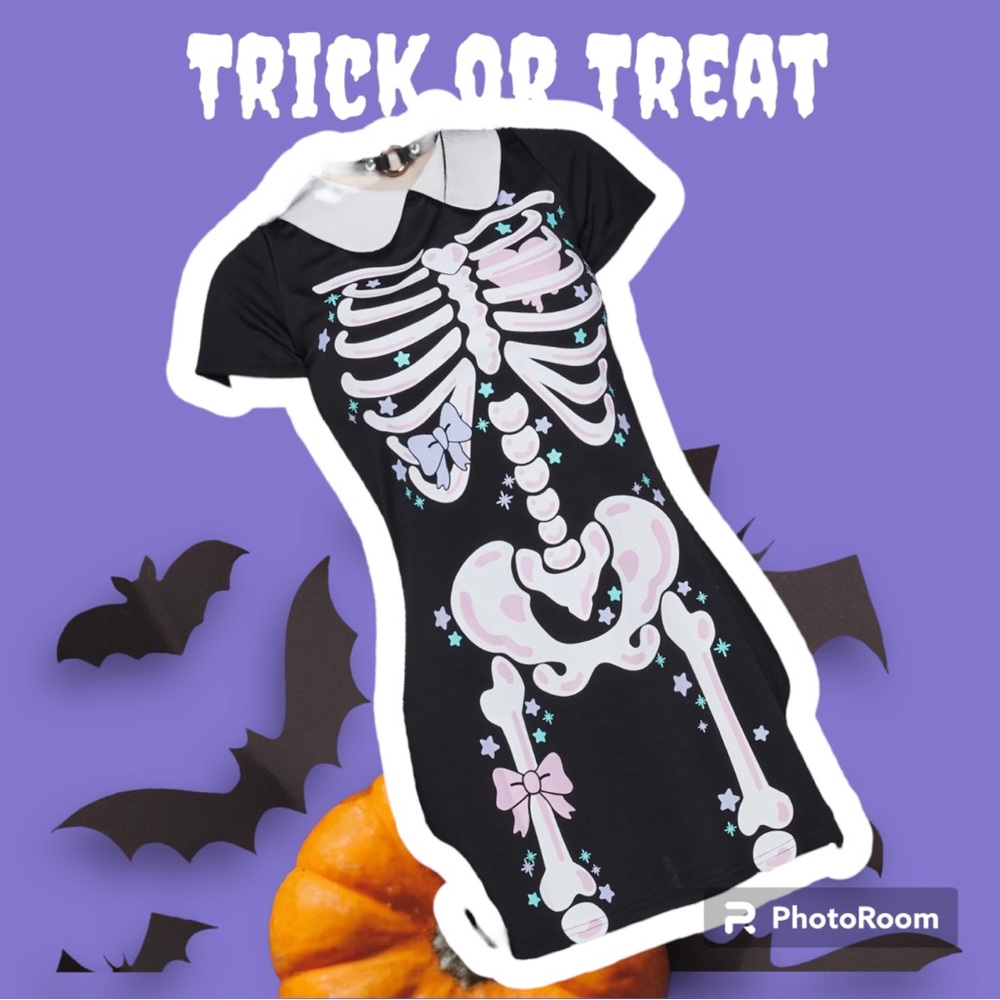 DOLLS KILL RATTLE MY BONES SKELETON DRESS - Picture 3 of 7